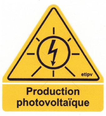 Etiquette adhésive "Production Photovoltaïque" 5x5 ou 10x10 cms