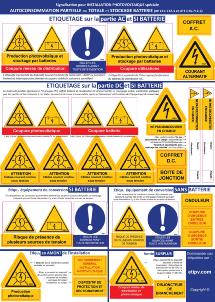 Planche 27 Etiquettes Adhésives "Autoconsommation partielle ou totale et Stockage Batterie"