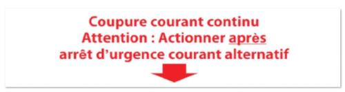 Etiquette Adhésive "Coupure Continu - après arrêt urgence Courant Alternatif"